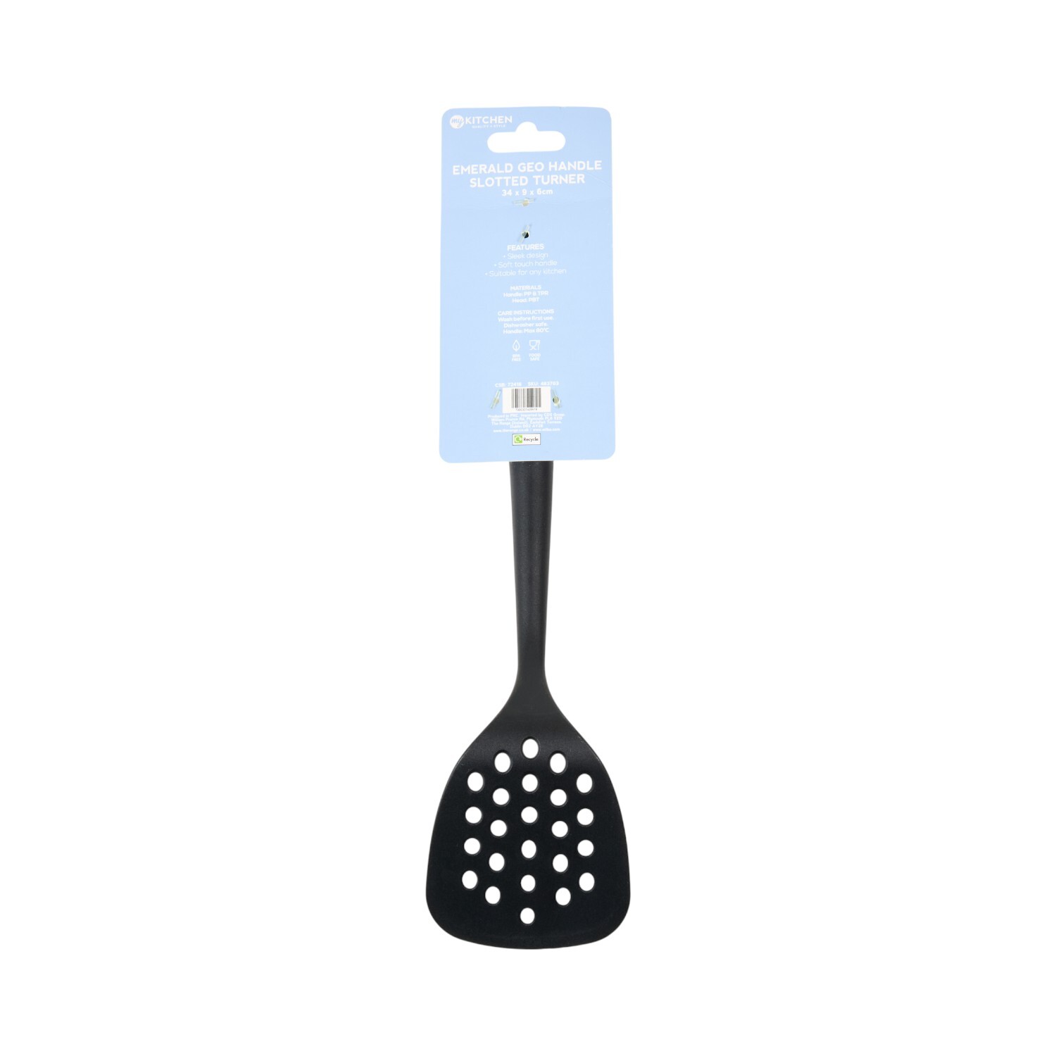 My Kitchen Emerald Geo Handle Slotted Turner Green Image 2