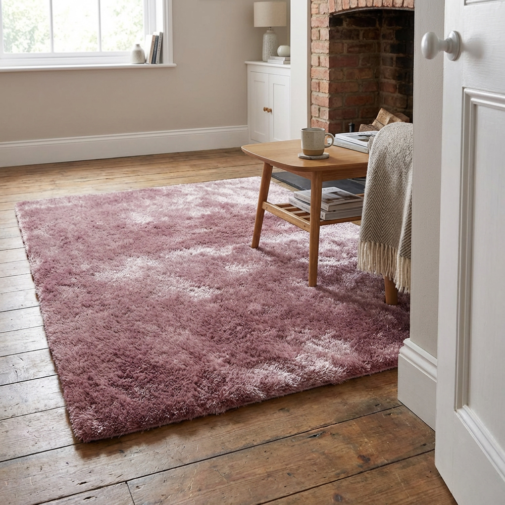 Rose Silky Shaggy Rug 170cm Image 4