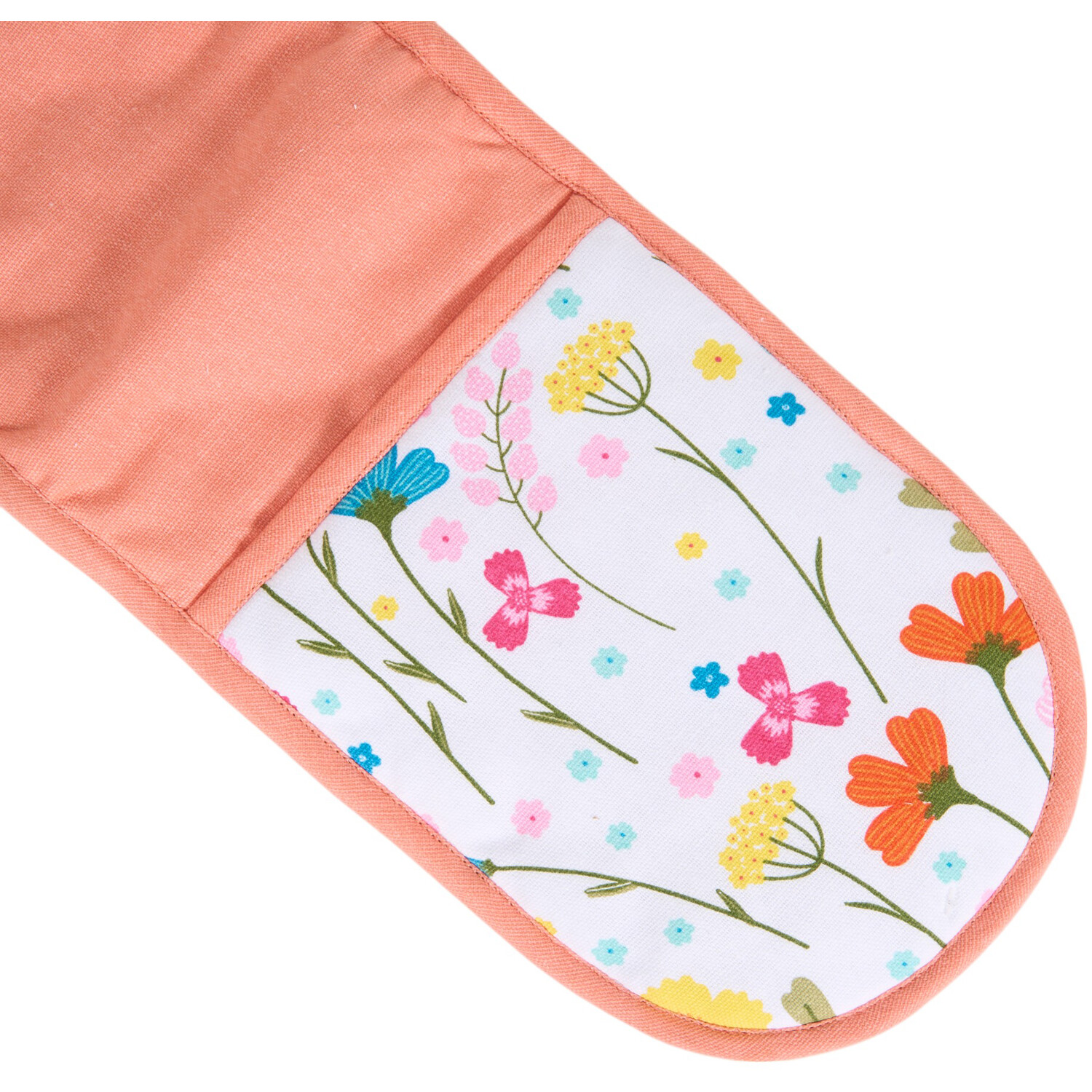 In Bloom Double Oven Glove White and Peach Image 6