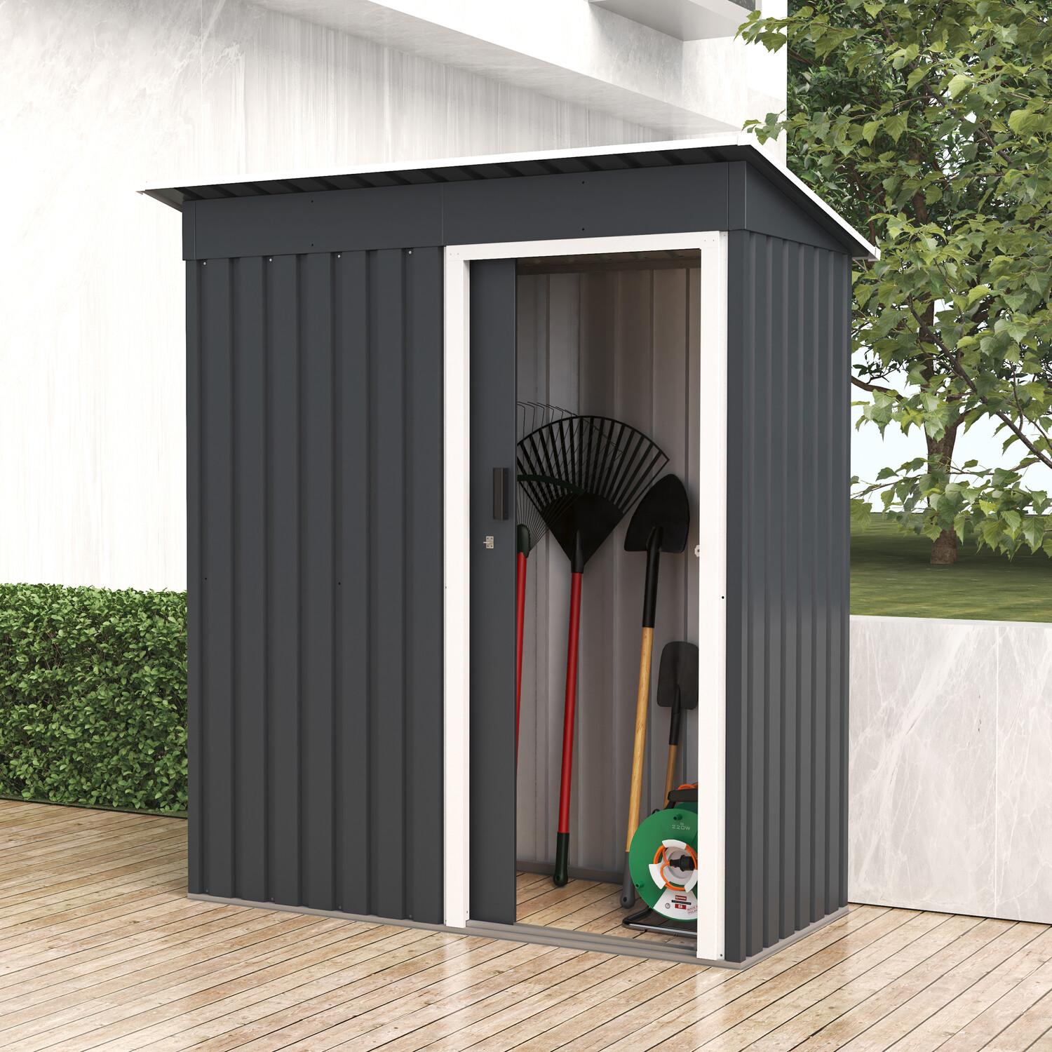Garden Metal Storage Shed Black Image 2