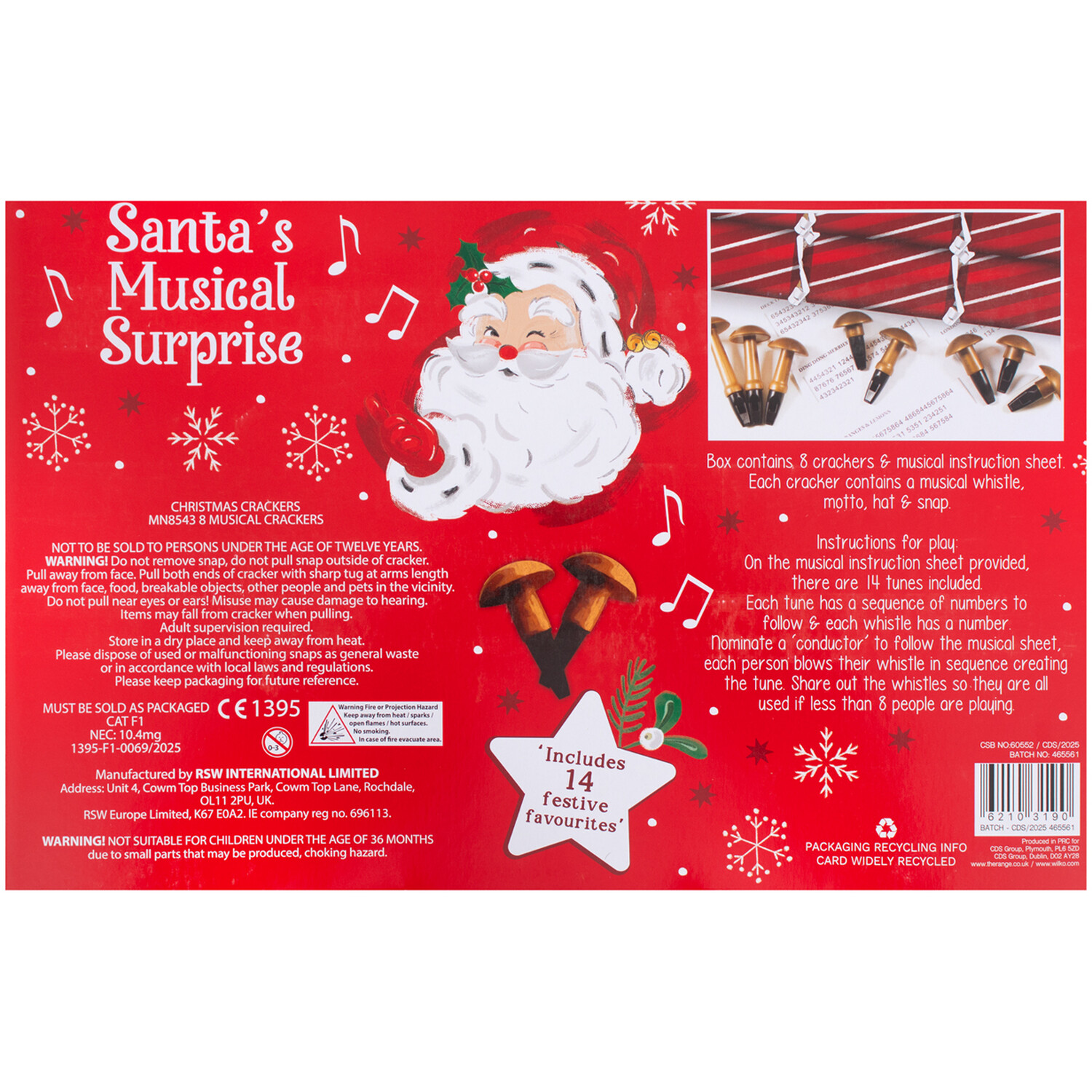 Pack of 8 Santas Musical Surprise Crackers Red Image 2