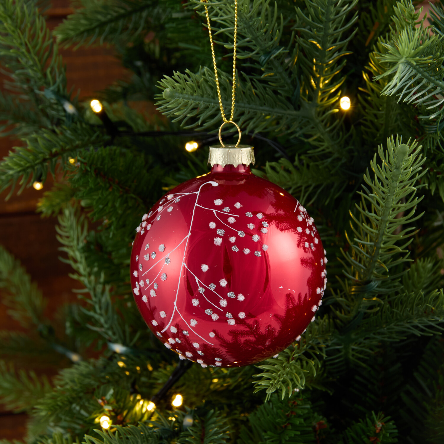 Ruby Red Glitter Design Bauble Image 3