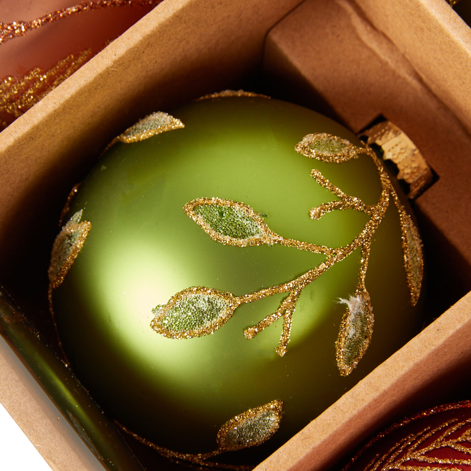 Set of 12 Amber Charm Baubles Glass Image 7