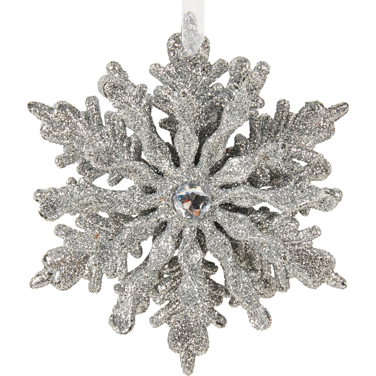 Set of 2 Hanging Glitter Snowflakes Silver - Silver Image 3