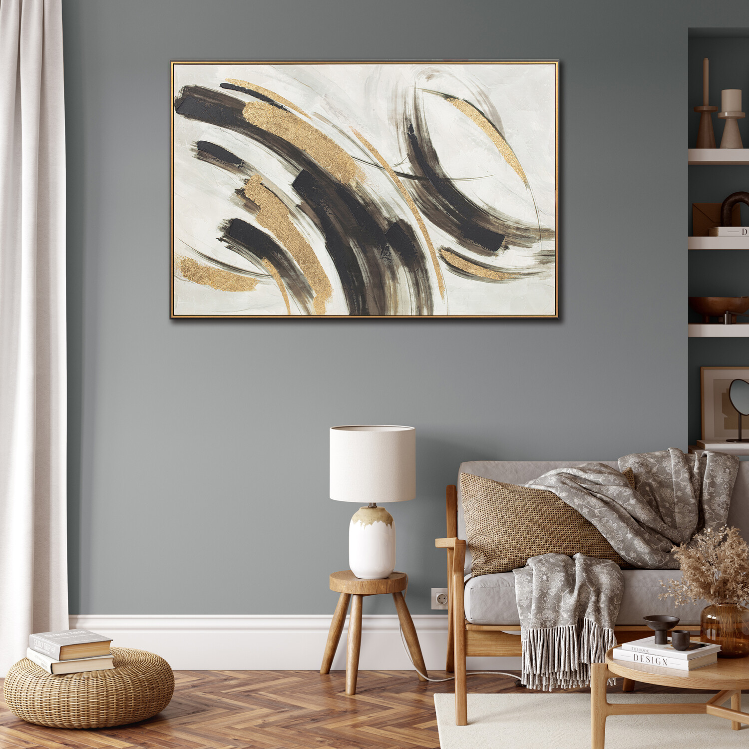 Hand Embellishment Framed Canvas White Image 2