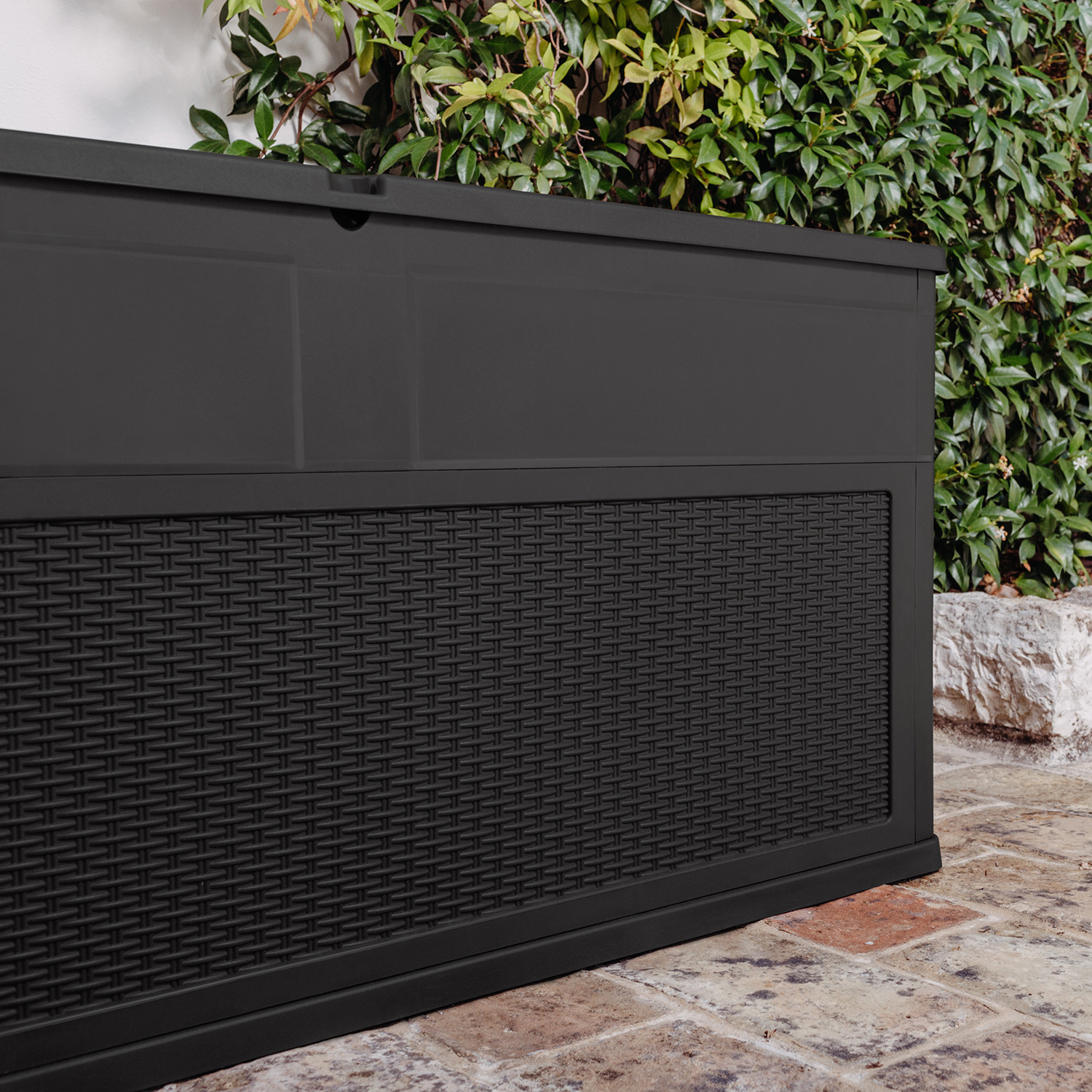 Toomax Toscana 320L Black Rattan Effect Garden Storage Box Image 6