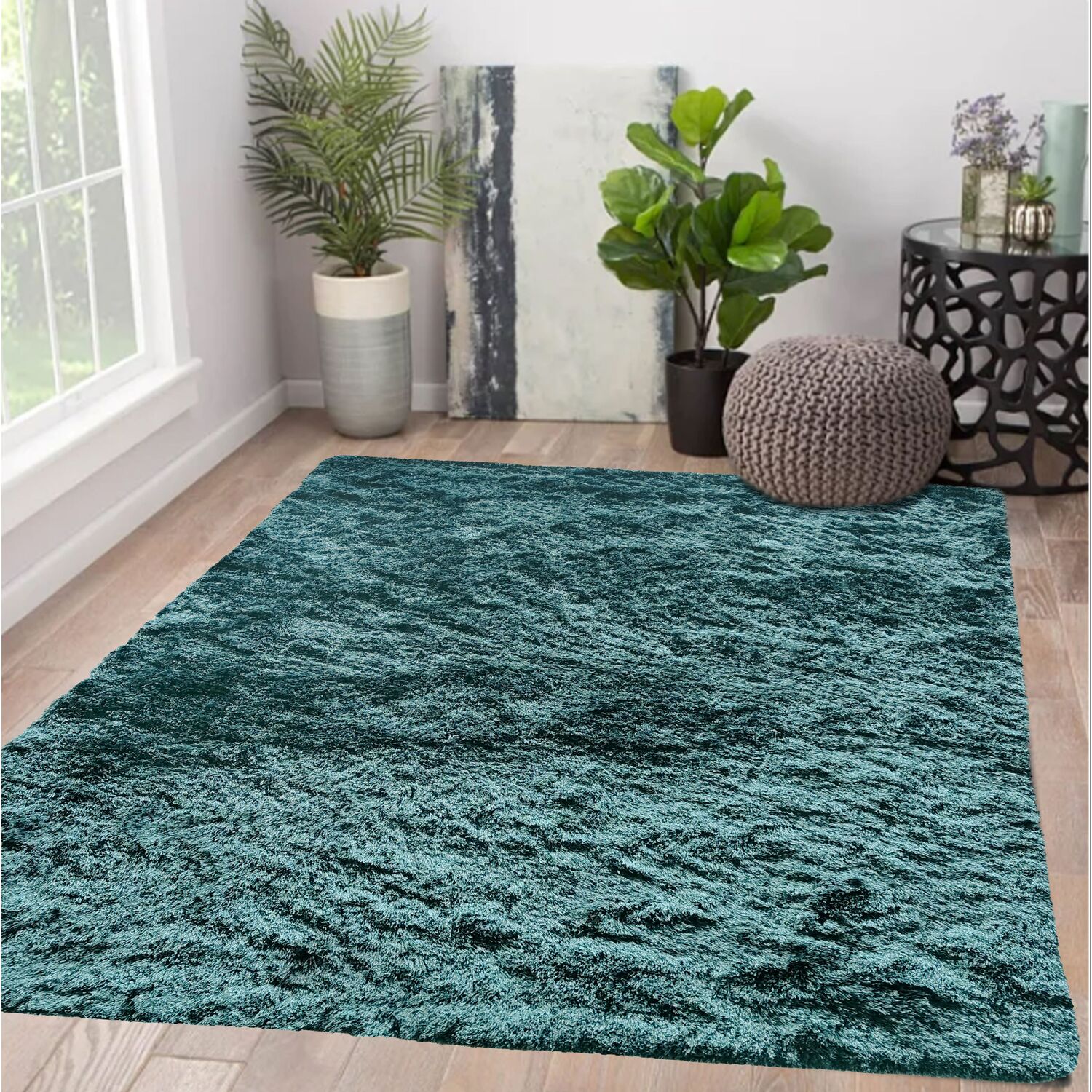 Silky Shaggy Rug - Emerald / 200cm Image 2