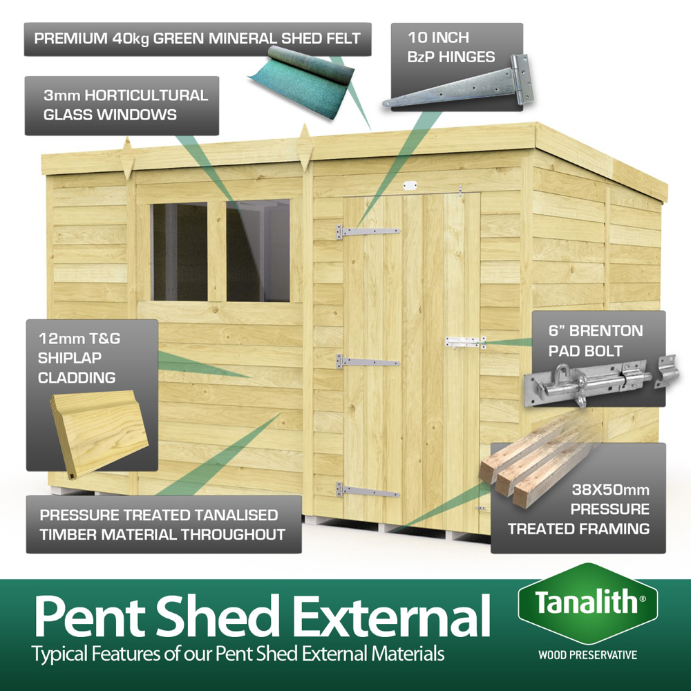 DIY Sheds 12 x 5ft Tongue and Groove Timber Pent Security Garden Shed Image 8