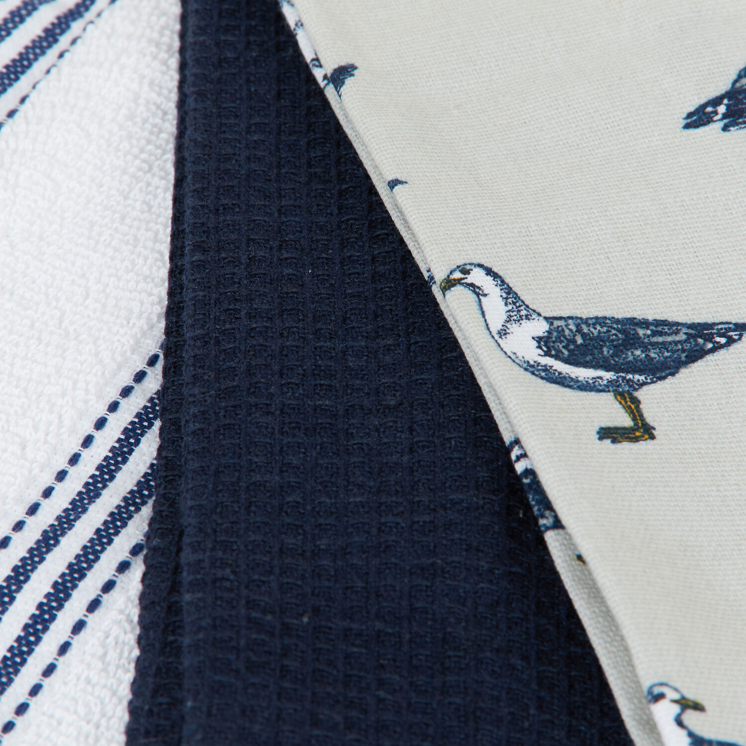 Pack of 3 My Home Seagull Tea Towels - Blue Image 4