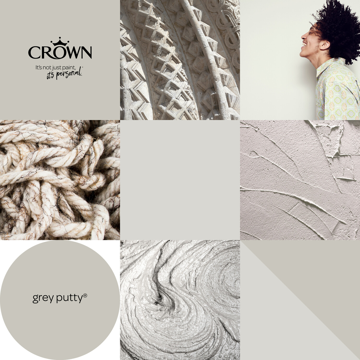 Crown Walls & Ceilings Grey Putty Mid Sheen Emulsion Paint 2.5L Image 7