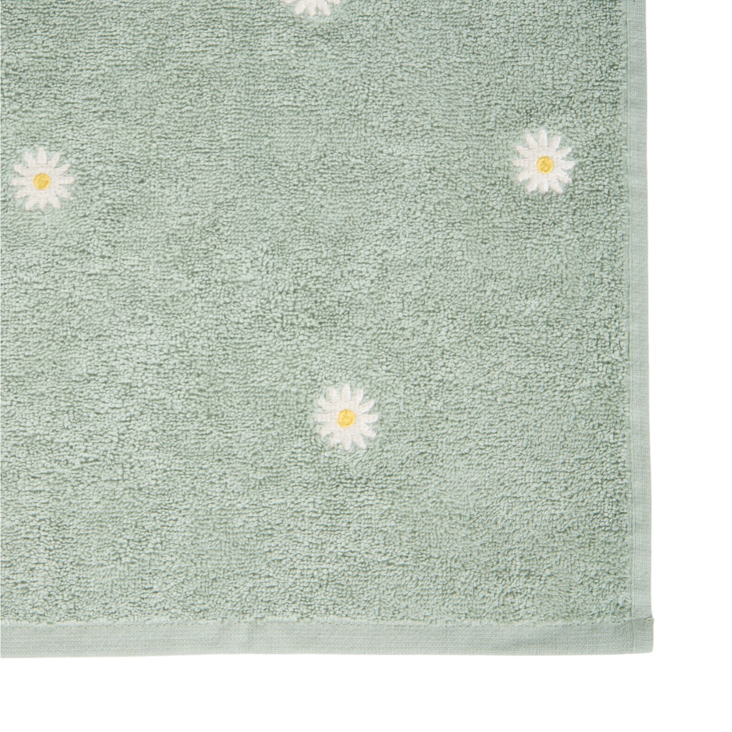 Daisy Embroidered Hand Towel Sage Image 4