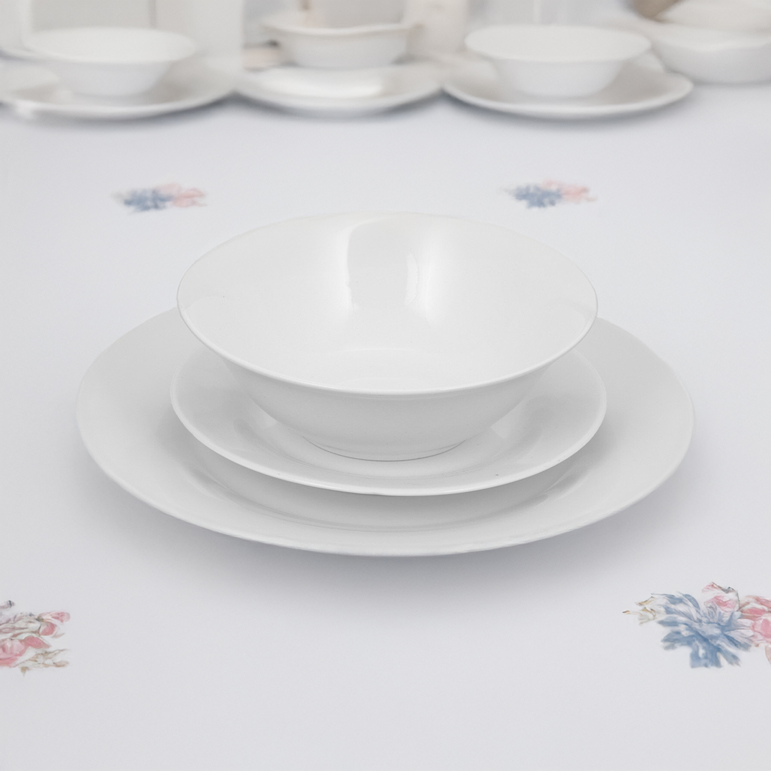 12-Piece Regency Porcelain Rim Dinner Set - White Image 2