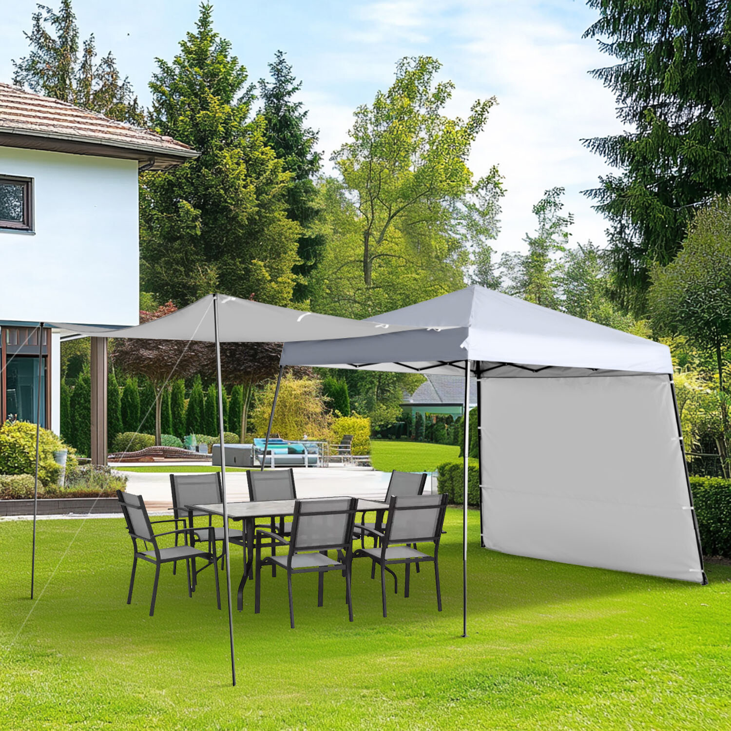 Pop Up Gazebo with Side Awnings - White Image 3