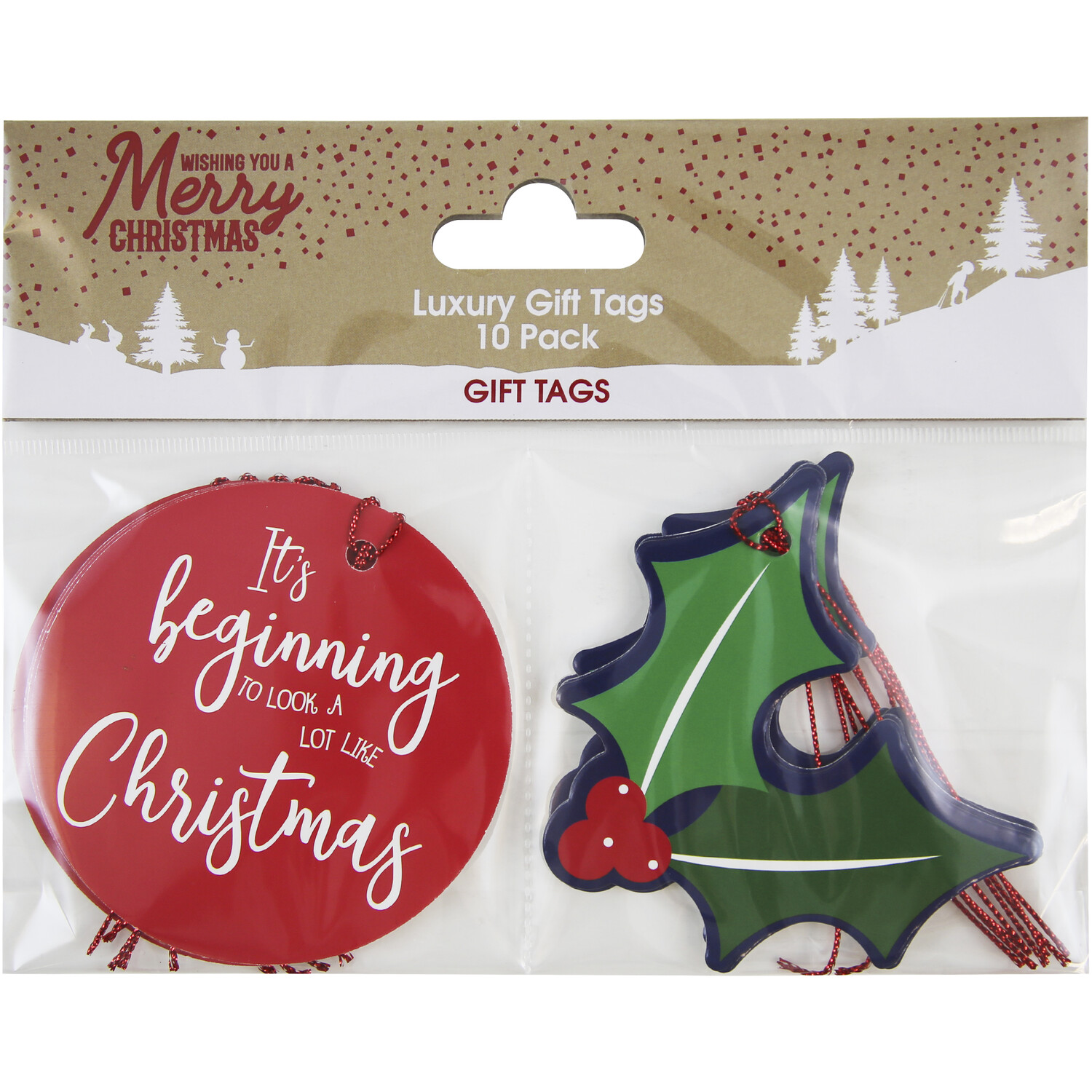 Pack of 10 Festive Holly Gift Tags Image