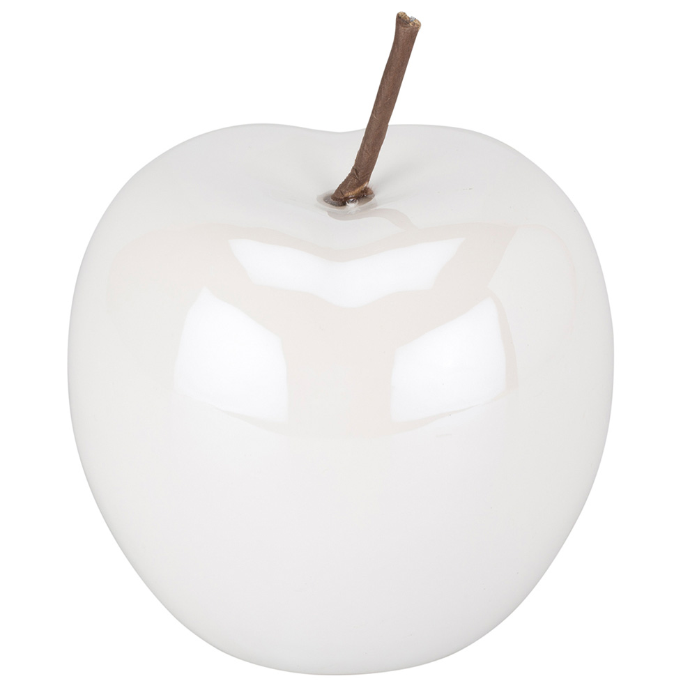 Single White Ceramic Apple or Pear Ornament in Assorted styles Image 3
