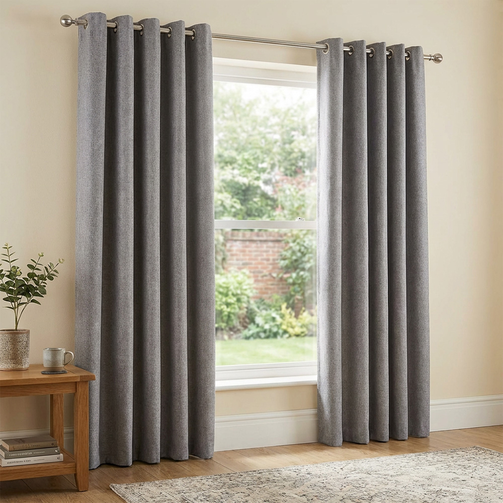 My Home Taylor Silver Blackout Eyelet Curtains 229cm Image 6