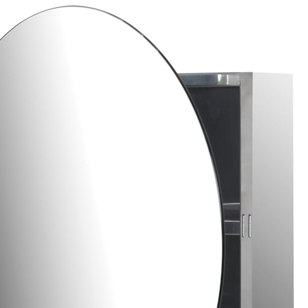 Silver Round Mirror Bathroom Cabinet Image 5
