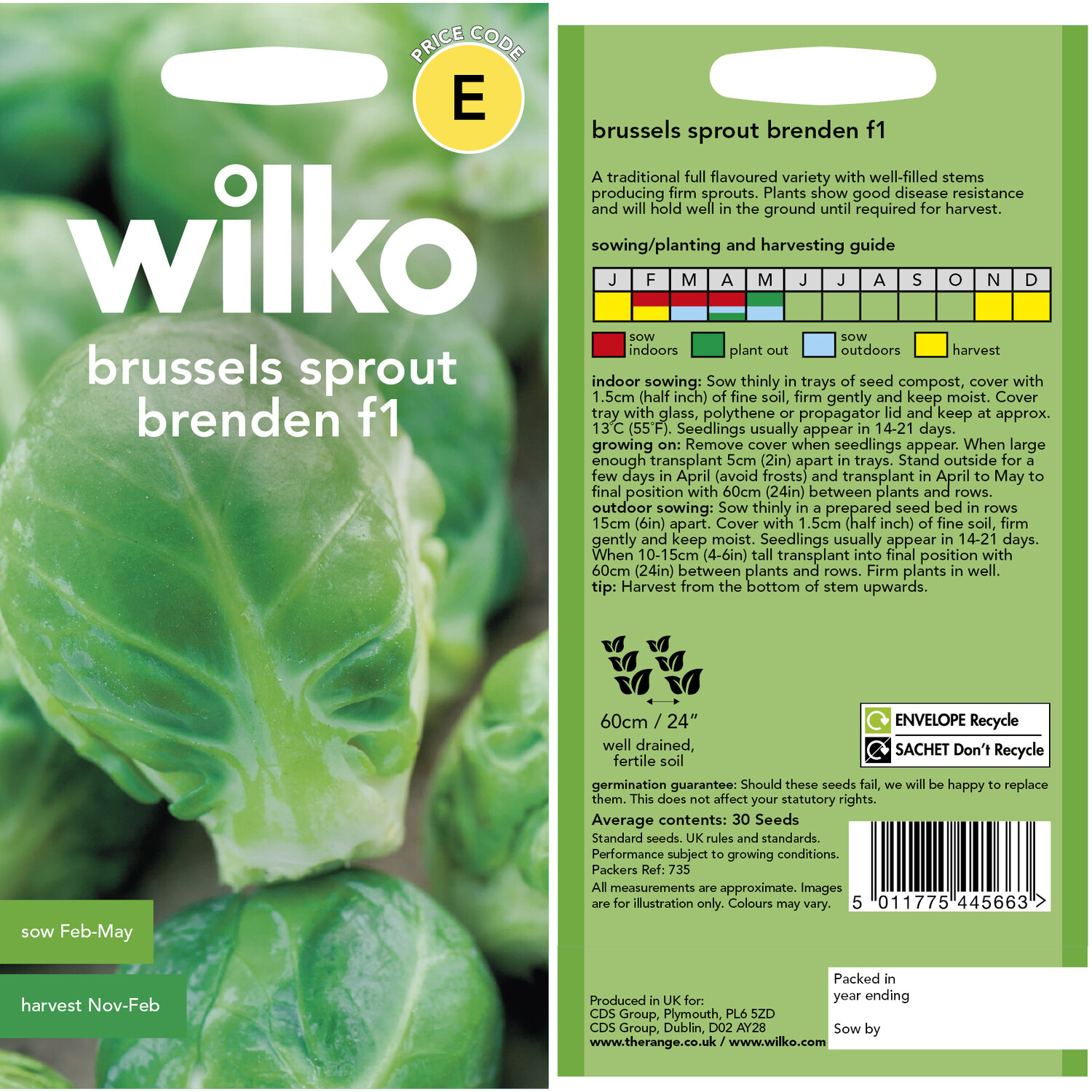 Wilko Brussels Sprout Brenden Seeds Image 3