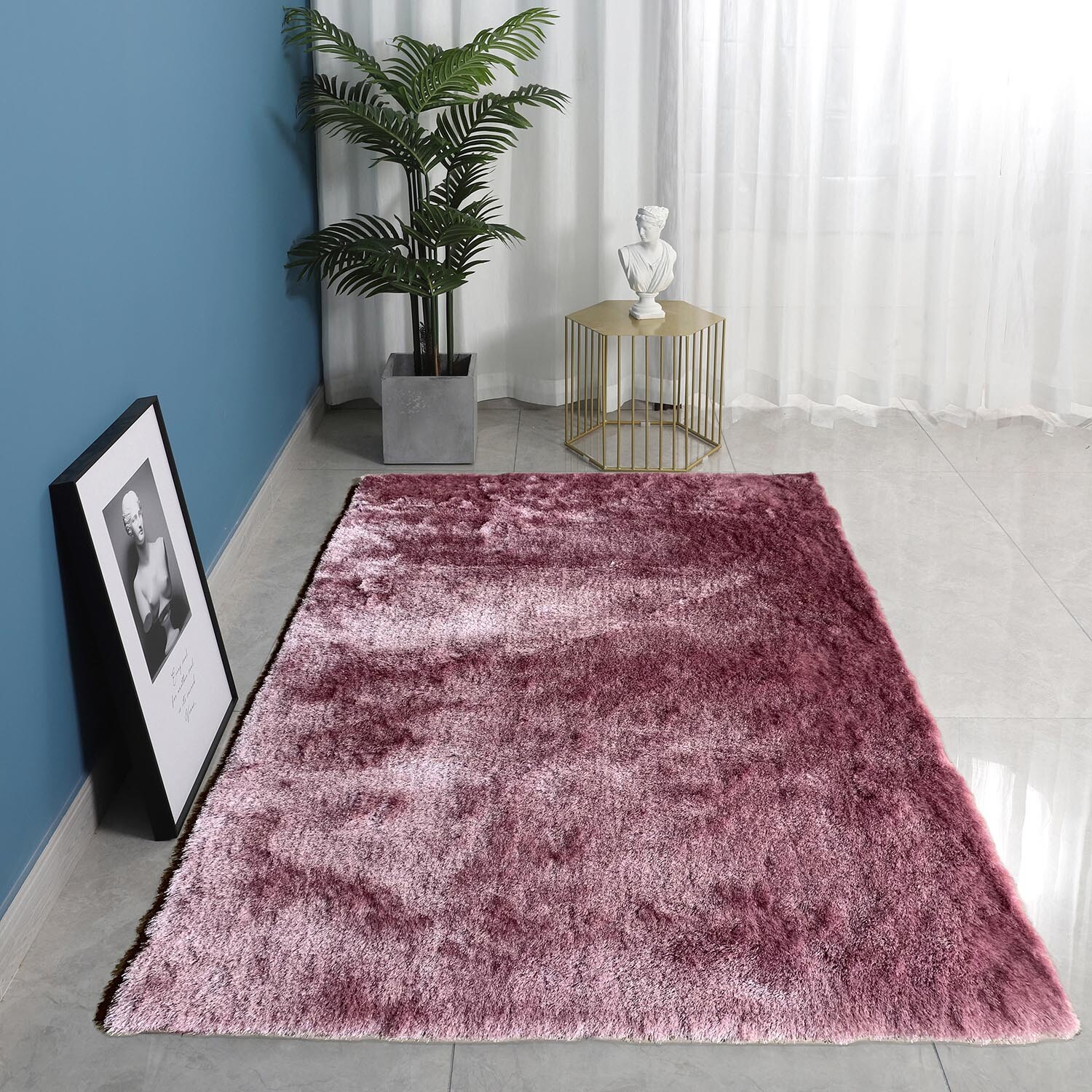 Rose Silky Shaggy Rug 170cm Image 2