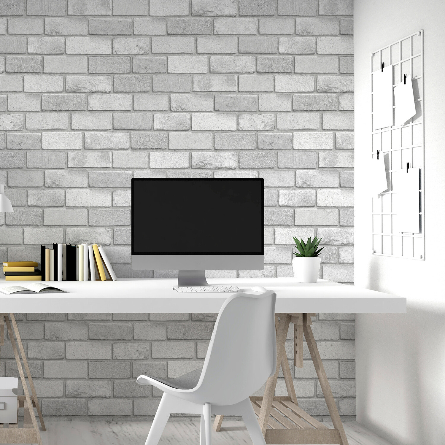 Diamond Textured Brick Wallpaper - Grey Image 5