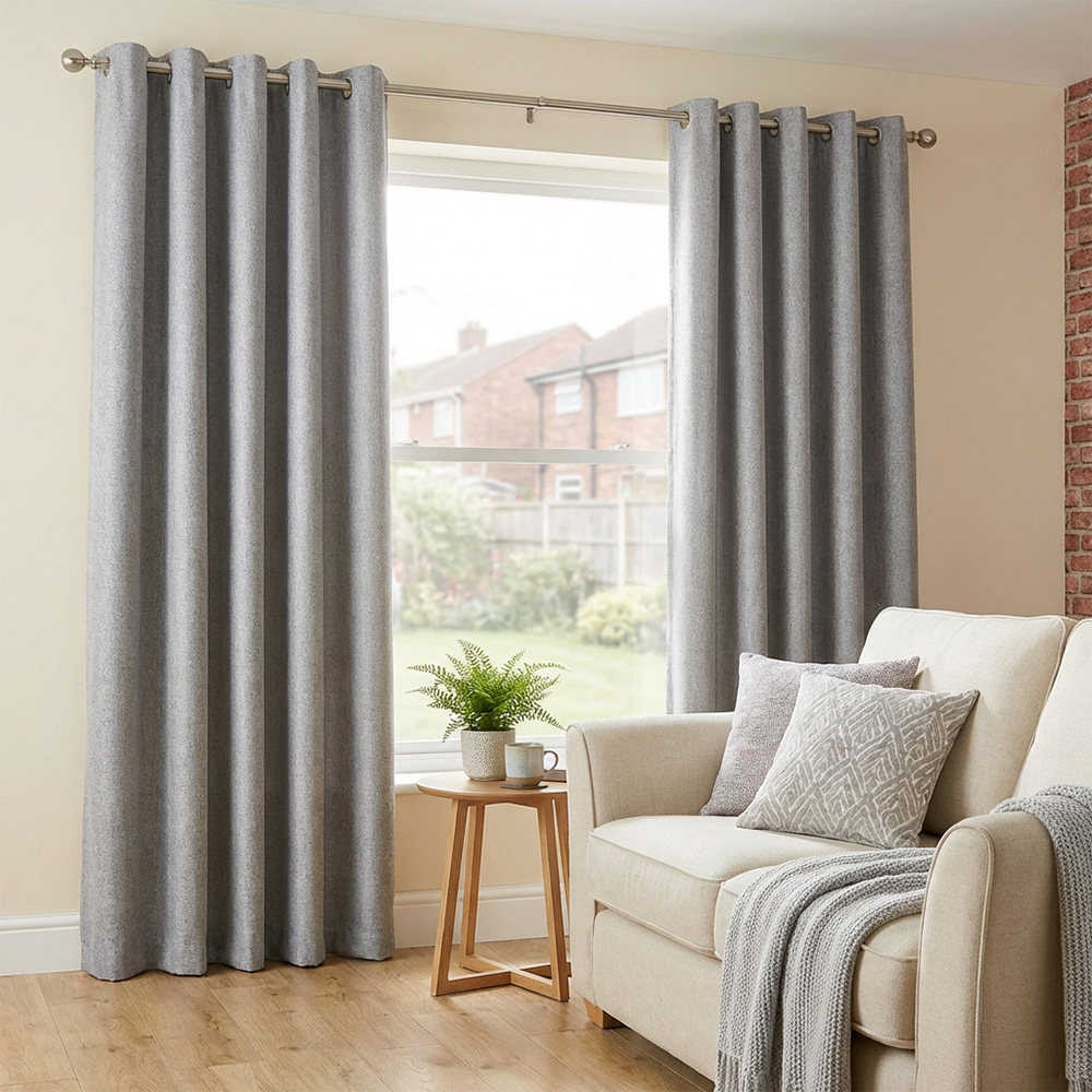 My Home Taylor Silver Blackout Eyelet Curtains 229cm Image 5