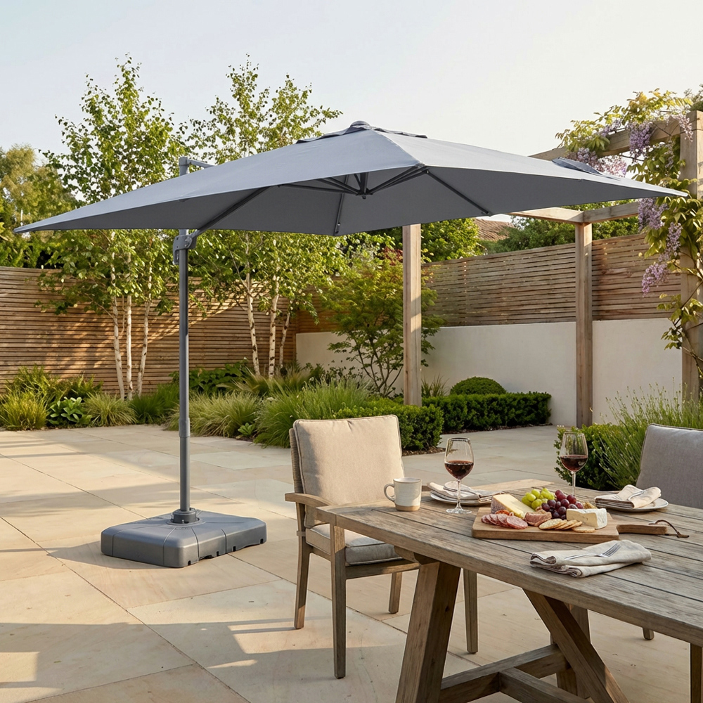Roma Rectangular Parasol Grey Image 4