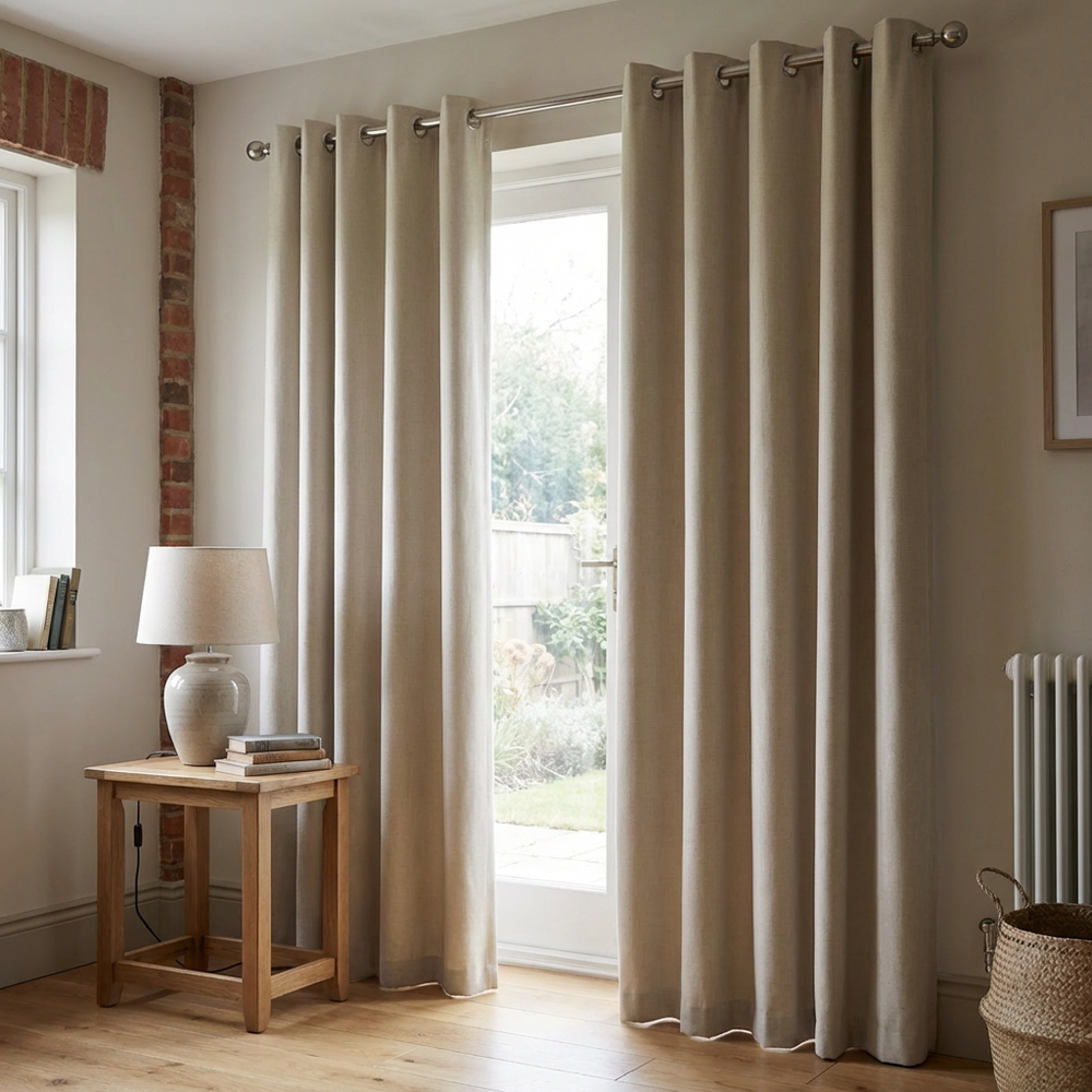 Taylor Blackout Eyelet Curtains - Natural / 229cm Image 5