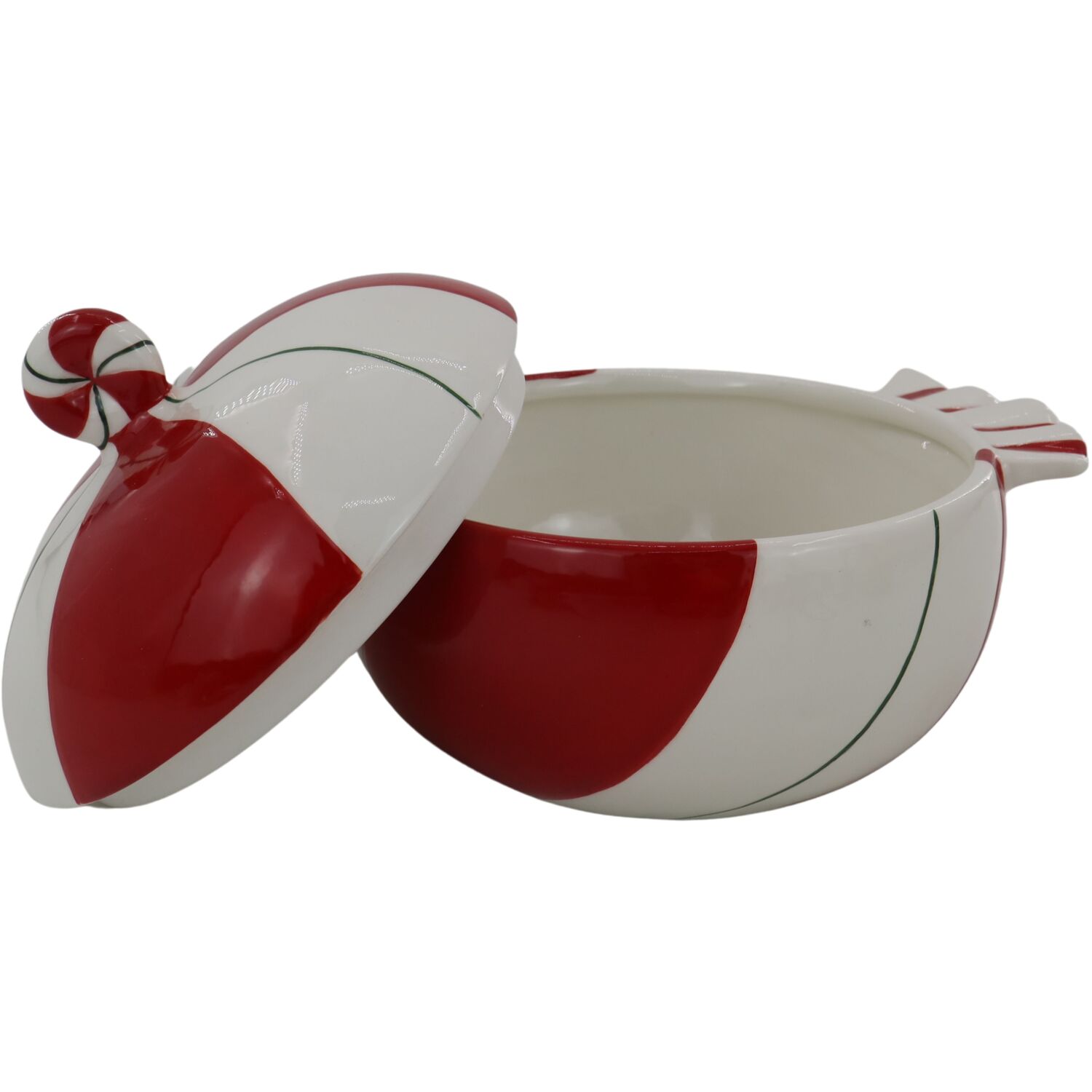 Candy Cane Dish White and Red Image 3