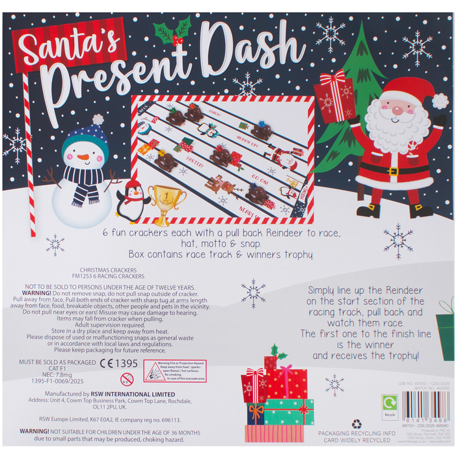 Pack of 6 Santas Present Dash Crackers Red Image 2
