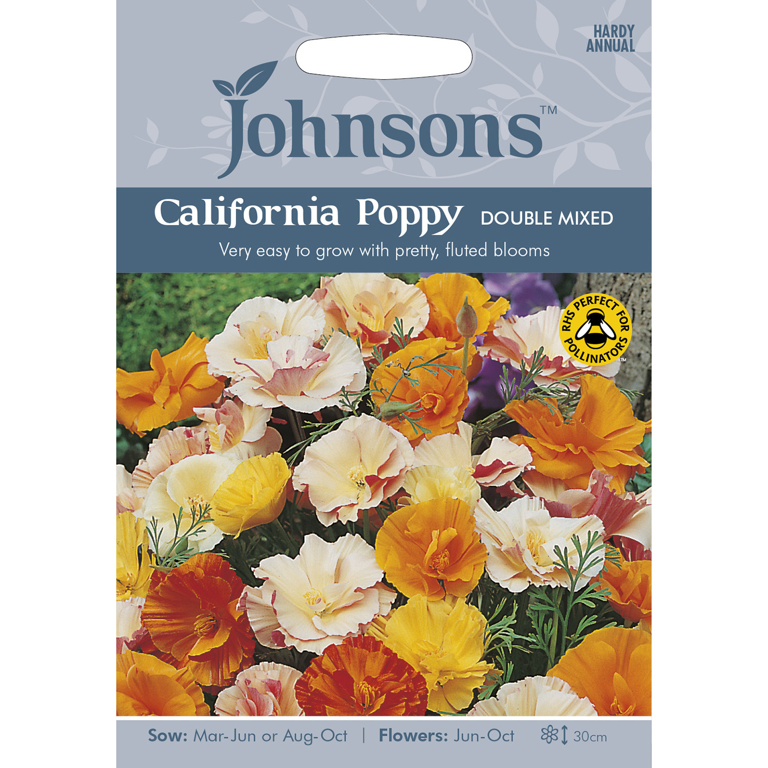Johnsons California Poppy Double Mixed Flower Seeds Image 2
