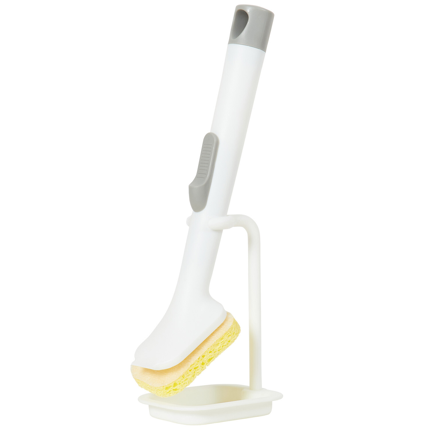 Sponge Soap Dispensing Dish Brush Set - White Image 4