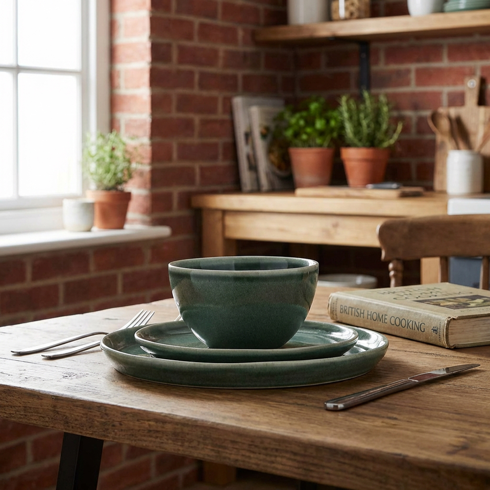 12 Piece Reactive Glaze Dinner Set - Green Image 5