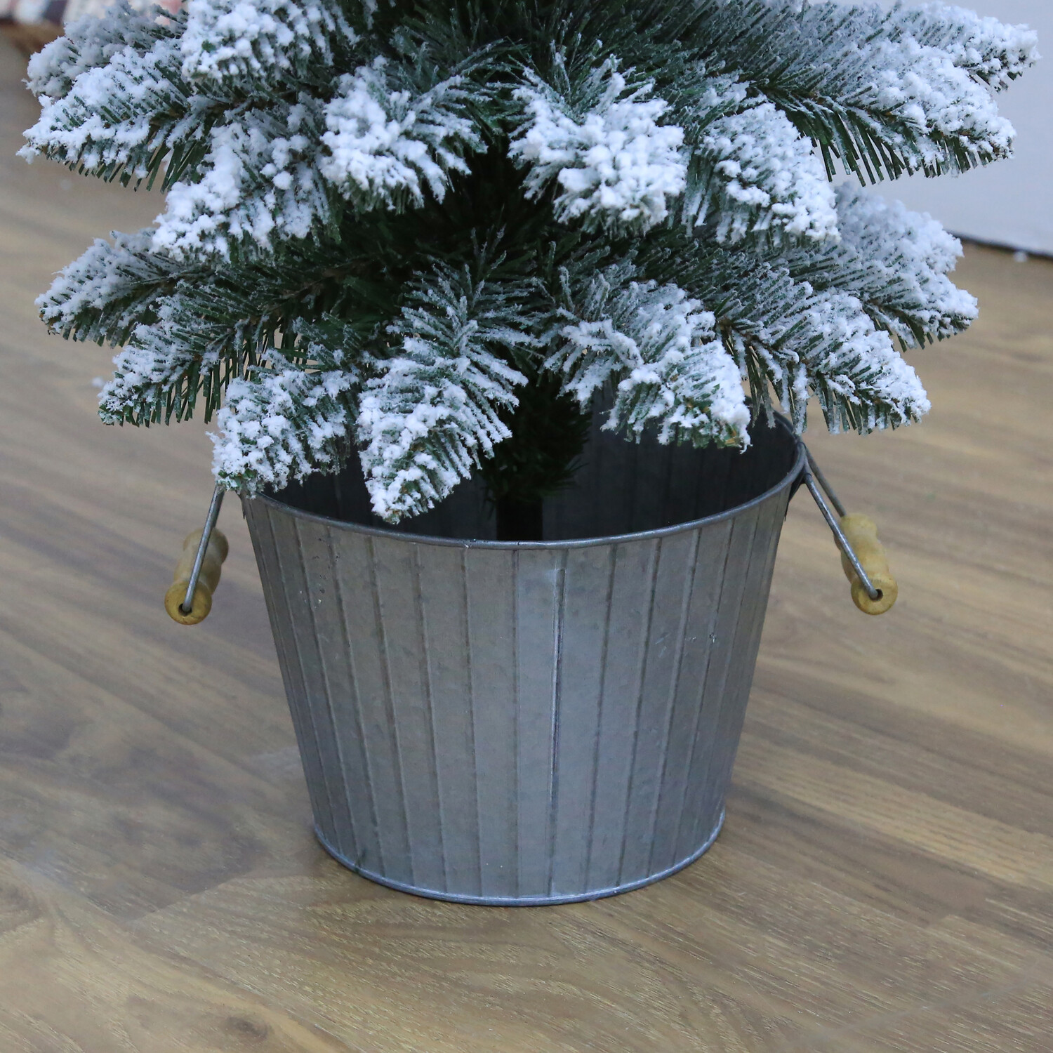 Set of 3 Downswept Flocked Trees - White Image 4