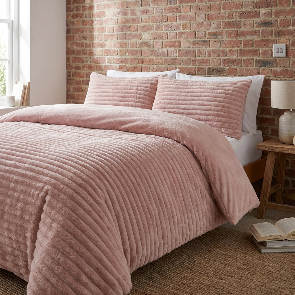 Colorado Faux Fur Duvet Set Blush King Image 7