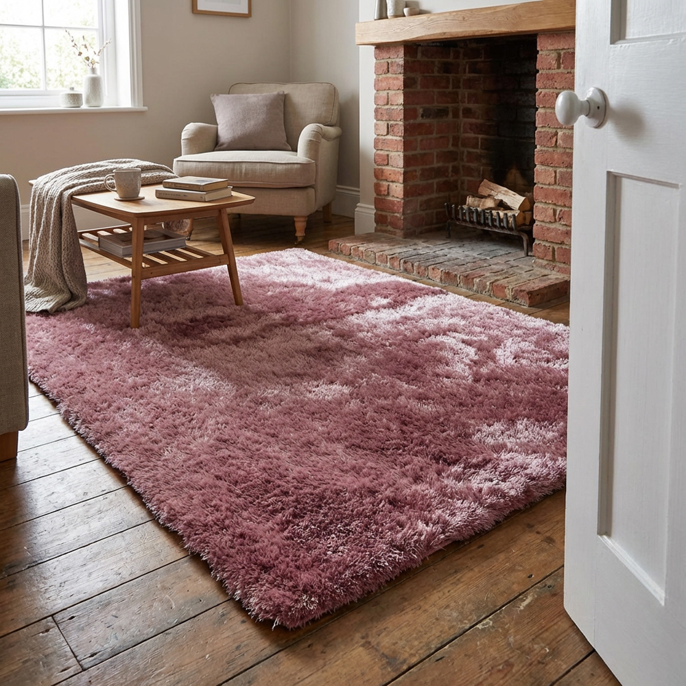 Rose Silky Shaggy Rug 170cm Image 3