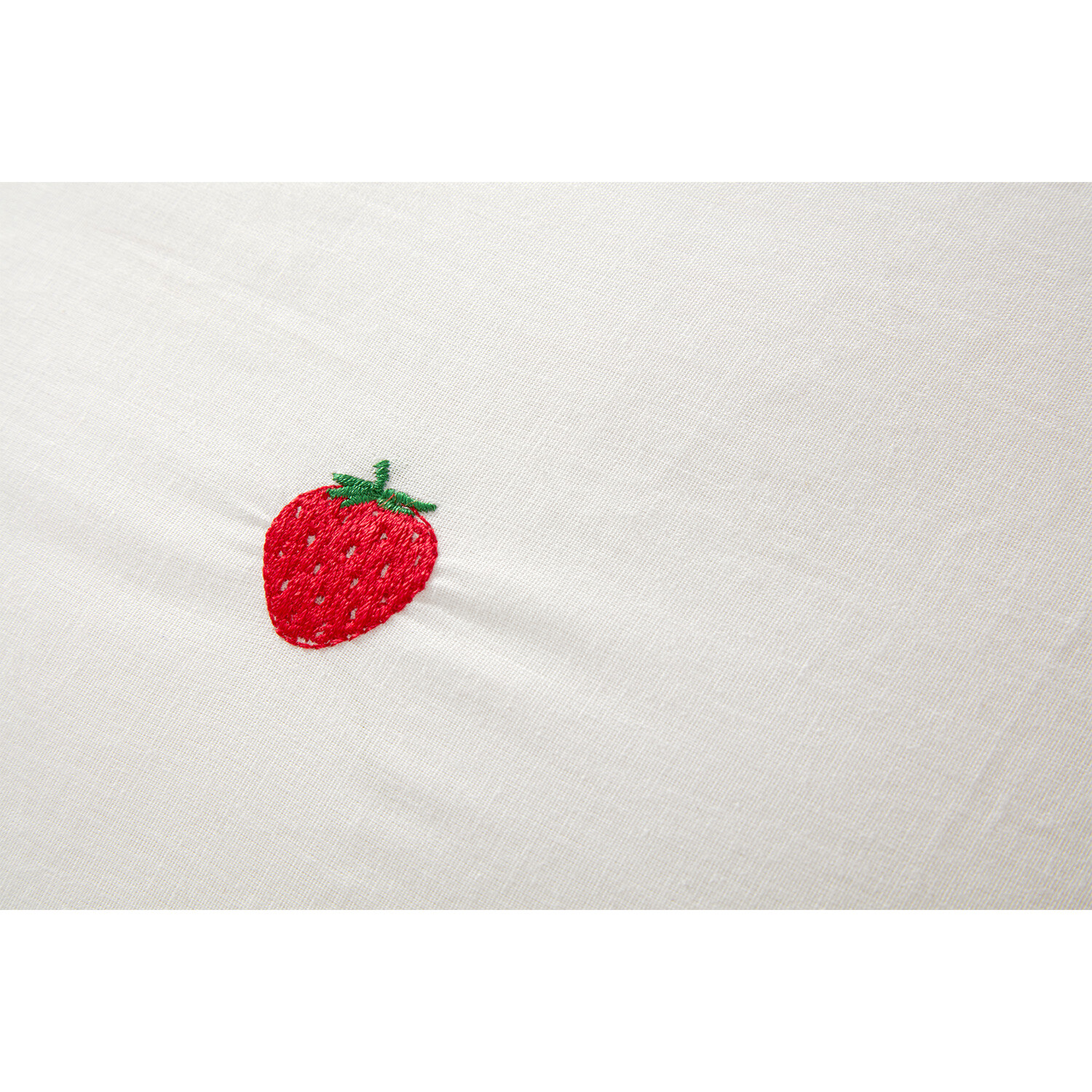Strawberry Embroidered Duvet Cover and Pillowcase Set - White / Double Image 2