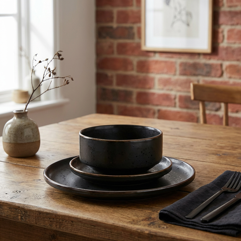 Kaiseki Speckle Black 12 Piece Dinner Set Image 3