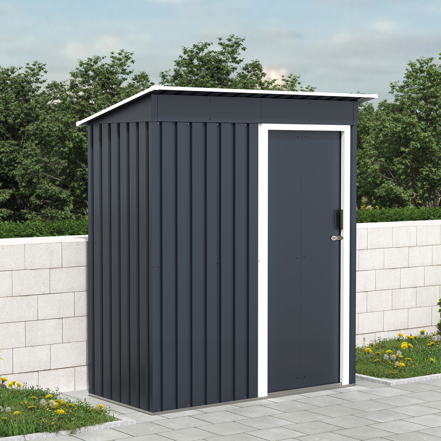 Garden Metal Storage Shed Black Image 9