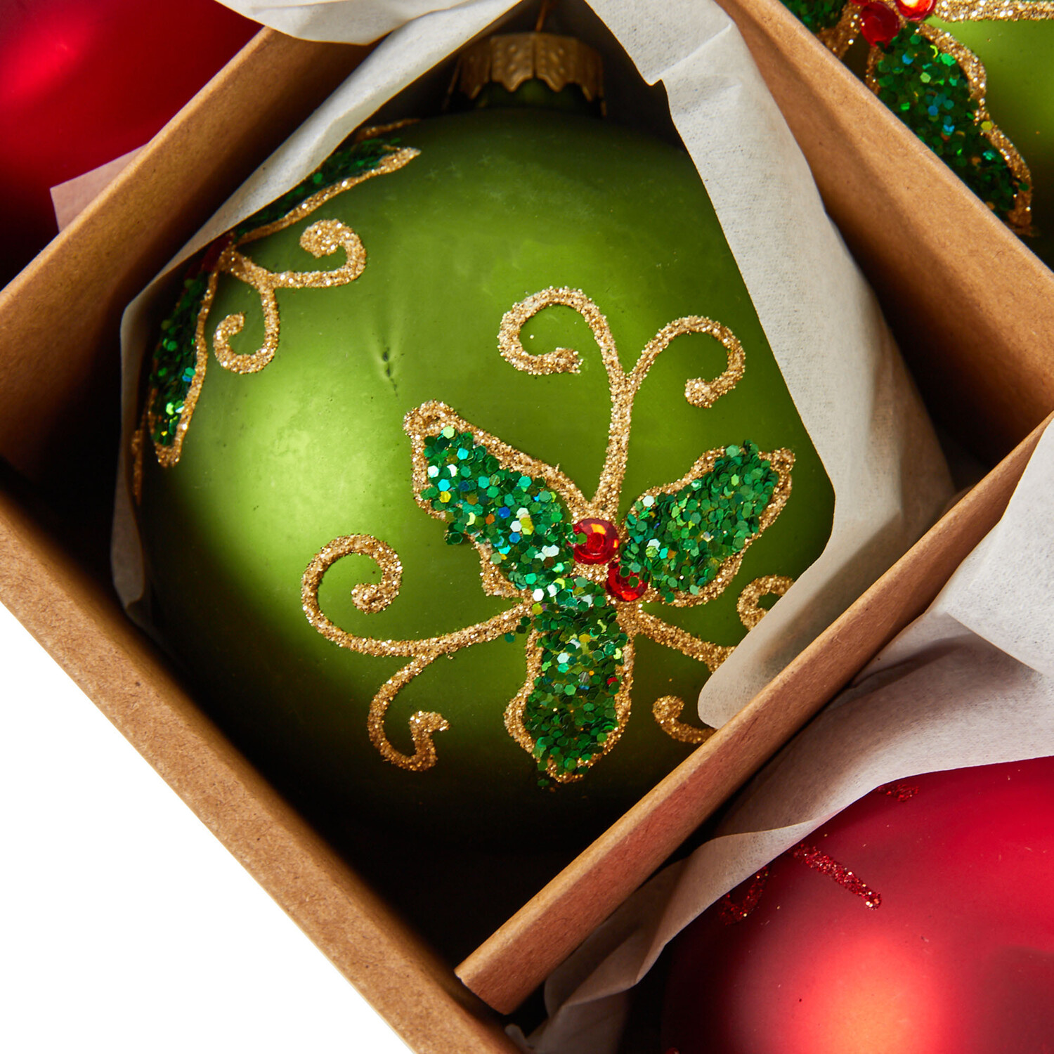 Set of 6 Traditional Glass Baubles Image 3