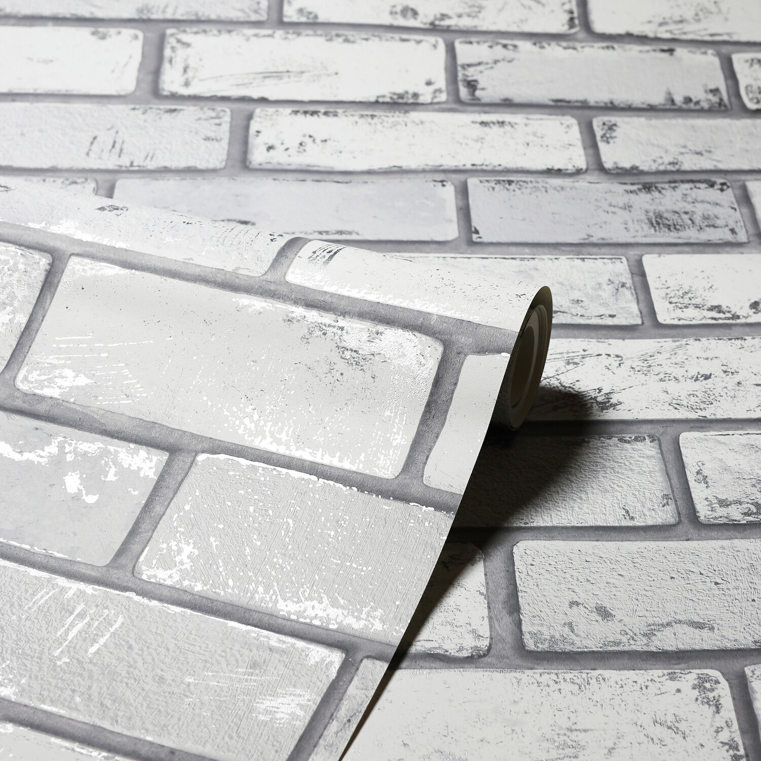 Metallic Brick Wallpaper - White Silver Image 5