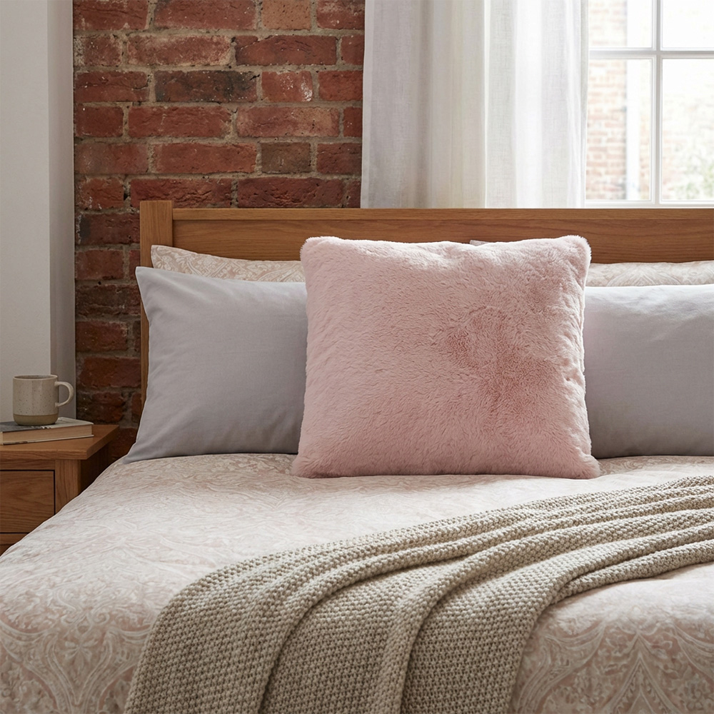 Divante Blush Rabbit Faux Fur Cushion 55cm Image 5
