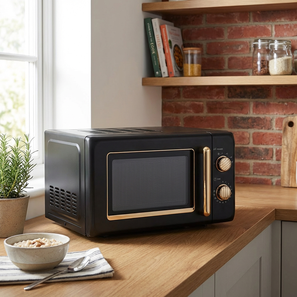Ayano Microwave with Gold Accents 20L - Black and Gold Image 6