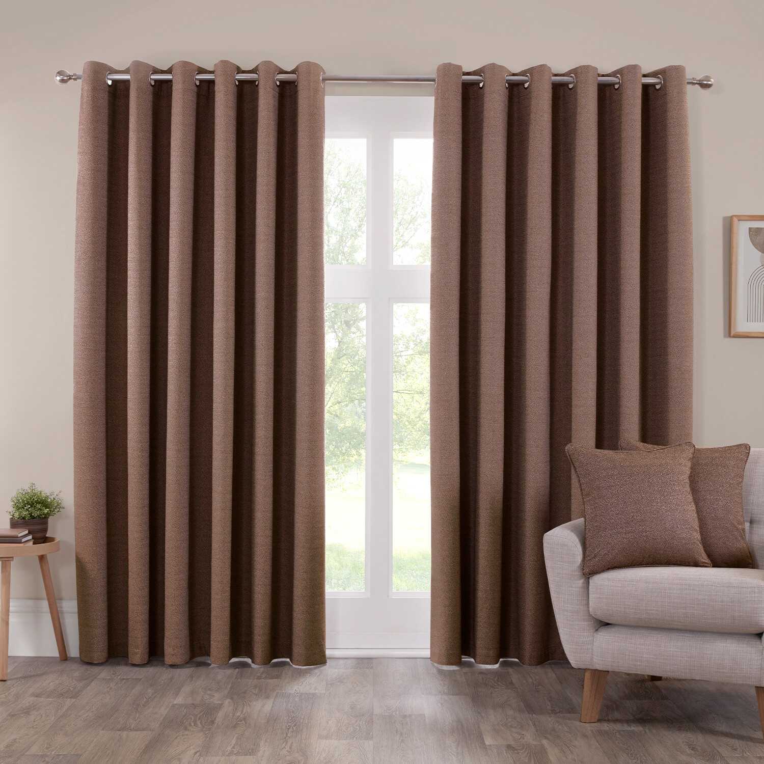 Crofton Eyelet Curtain - Chocolate / 137cm / 168cm Image 2