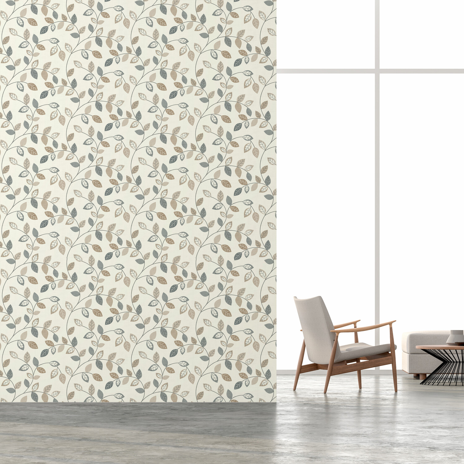 Japandi Leaf Trail Wallpaper - Natural Image 2