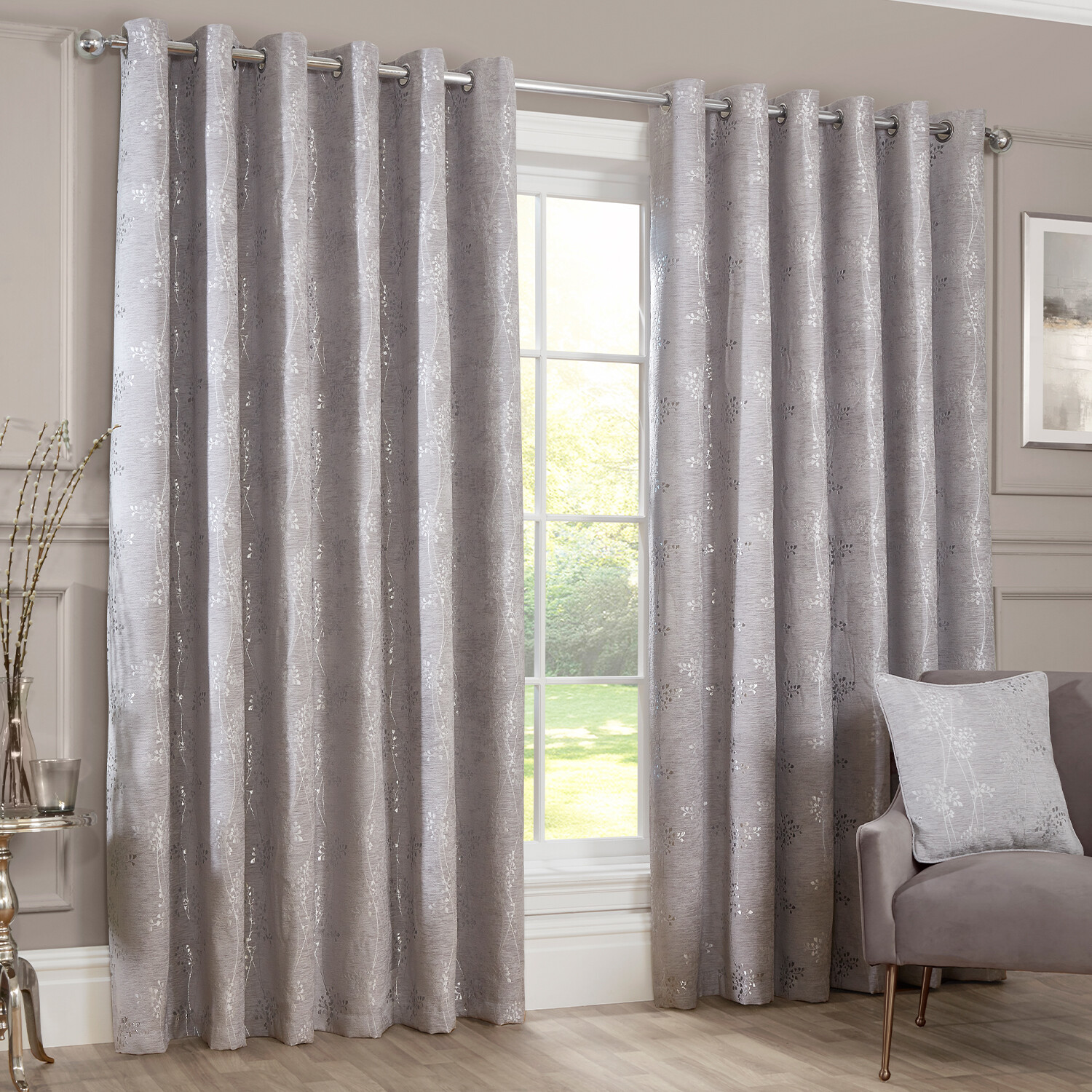 Grace Chenille Curtain Grey 168cm 137cm Image 2