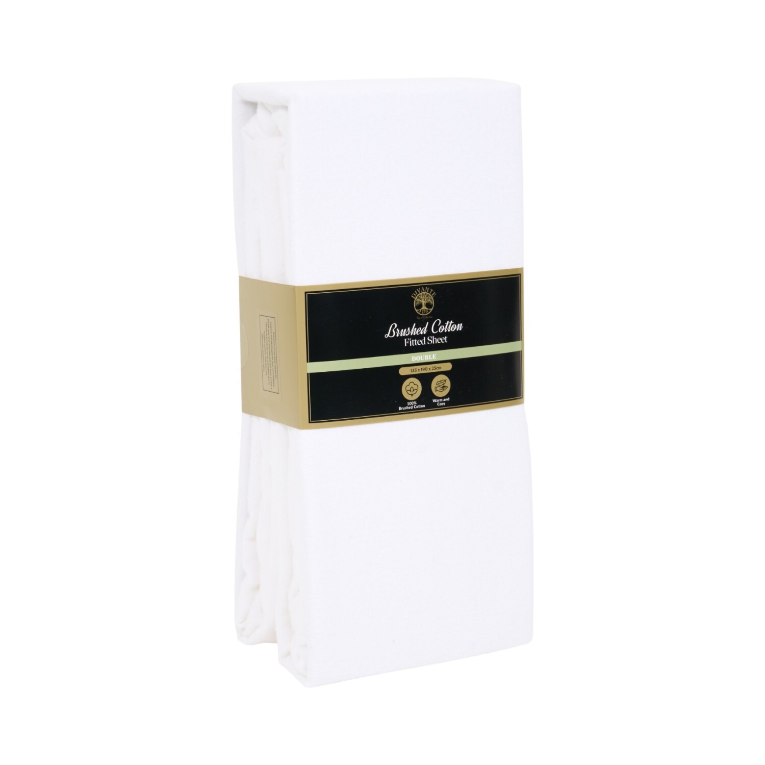 Cosy Brushed Cotton Fitted Sheet White Double Image 2