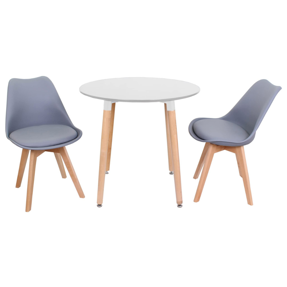 Life Interiors Halo Lorenzo White and Grey Wood and Plastic 2 Seater Round Dining Set Image 2