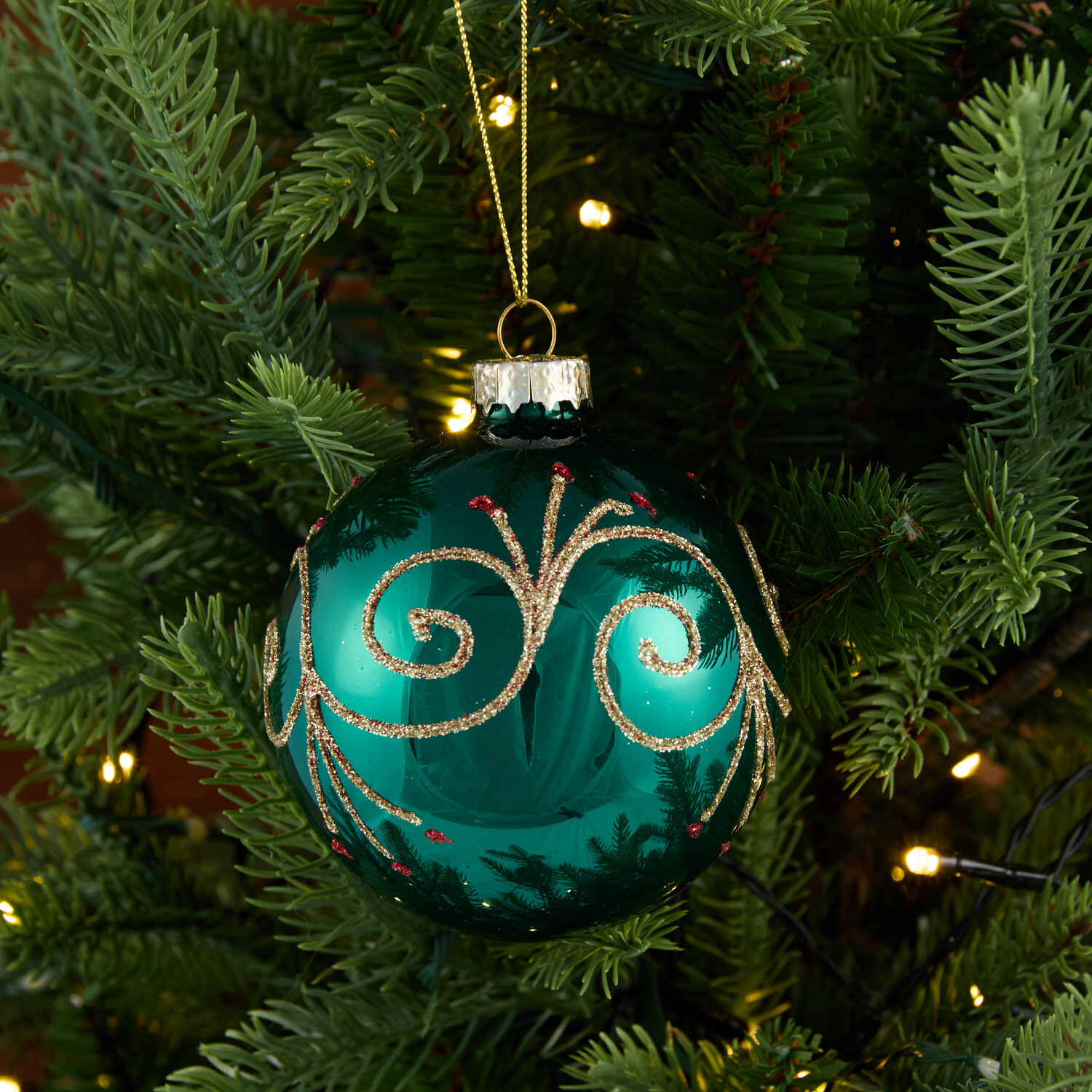 Shiny Emerald Christmas Bauble Image 3