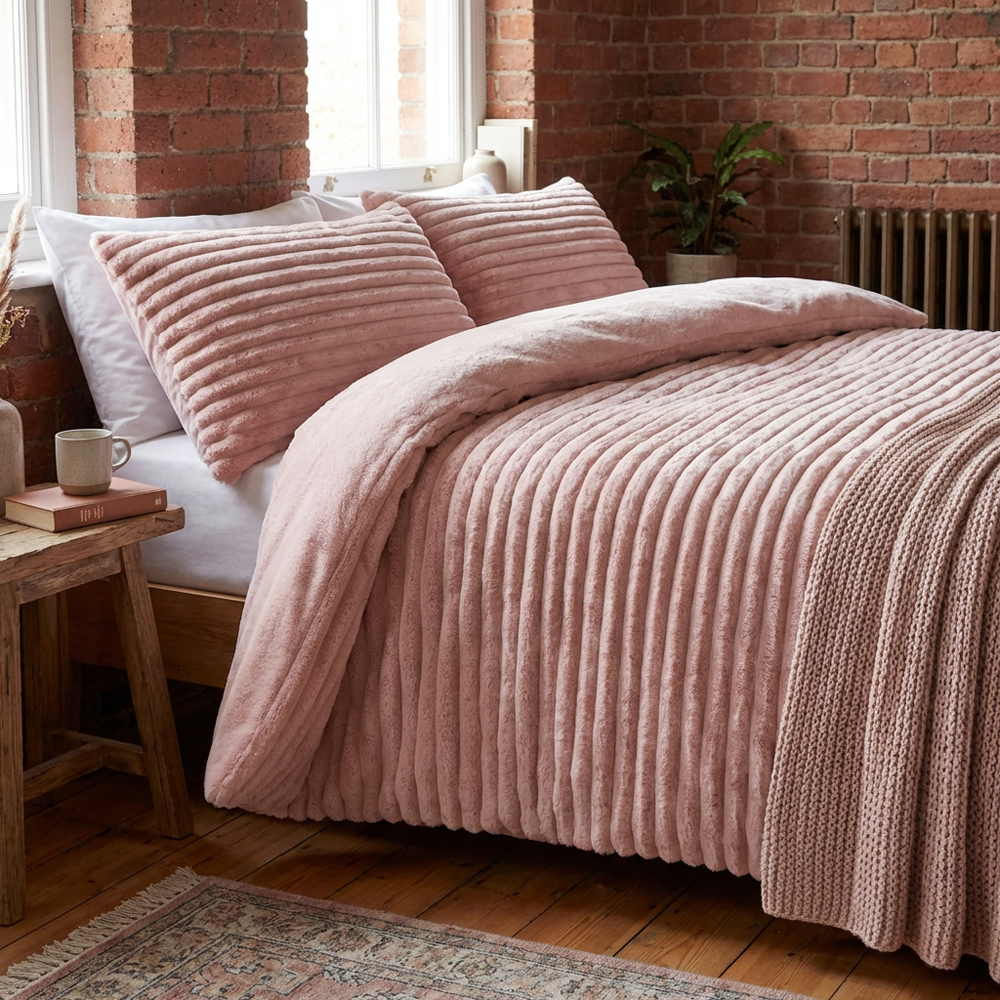 Colorado Faux Fur Duvet Set Blush King Image 5