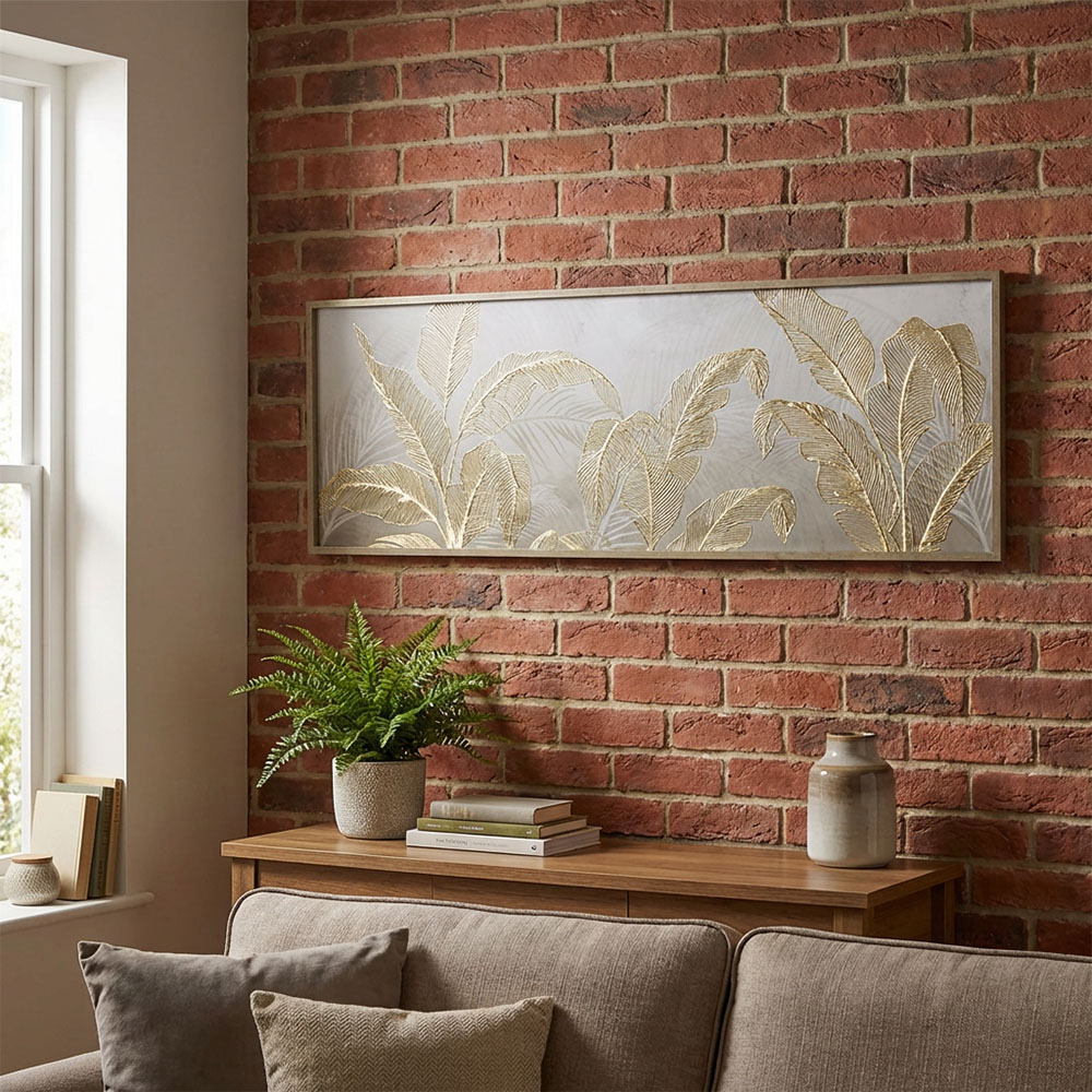 Embellished Gold Leaves Framed Print - Grey Image 6